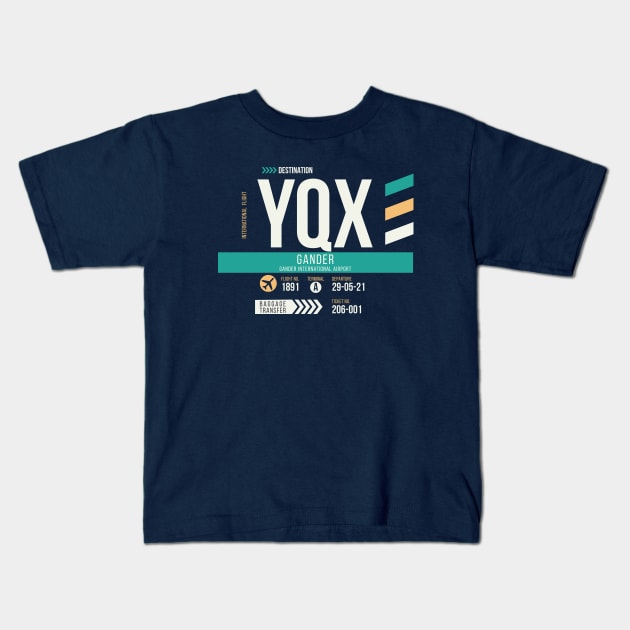 Gander (YQX) Airport Code Baggage Tag Kids T-Shirt by SLAG_Creative